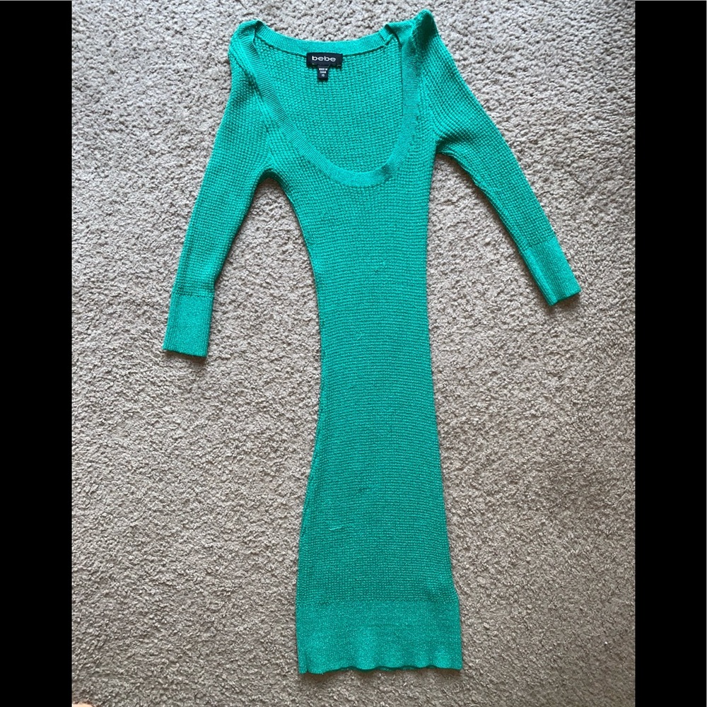 Emerald Green Scoop Neck Textured Dress